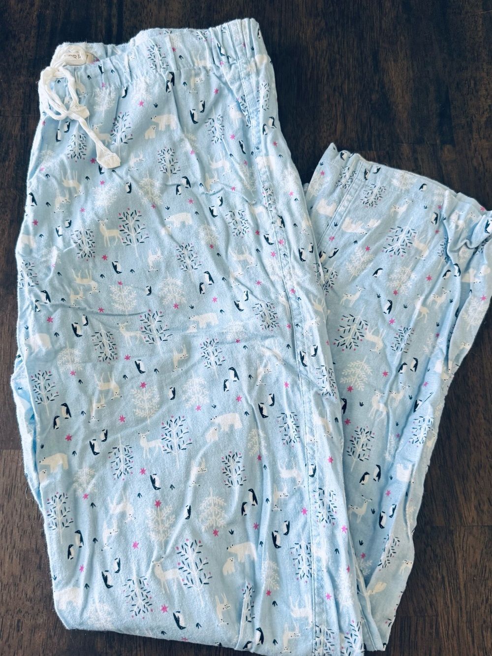 J.Crew Winter Woodland Polar Bear Deer Penguin Flannel PJ Pajama Pants S